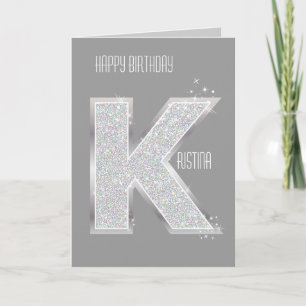 Silver Letter K Card