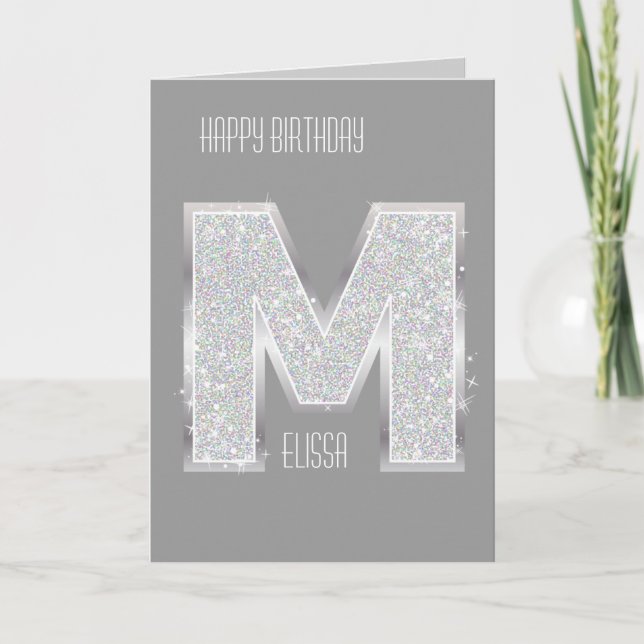 Silver Letter M Card (Front)