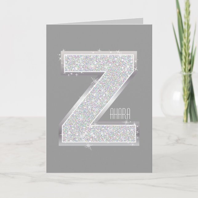 Silver Letter Z Note Card (Front)