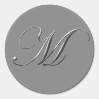 silver letters classic round sticker