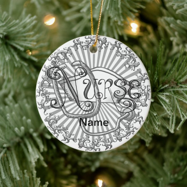 Silver letters nurse  ceramic tree decoration (Tree)
