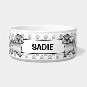 Silver Lhasa Apso Cute Dog With Paws & Name