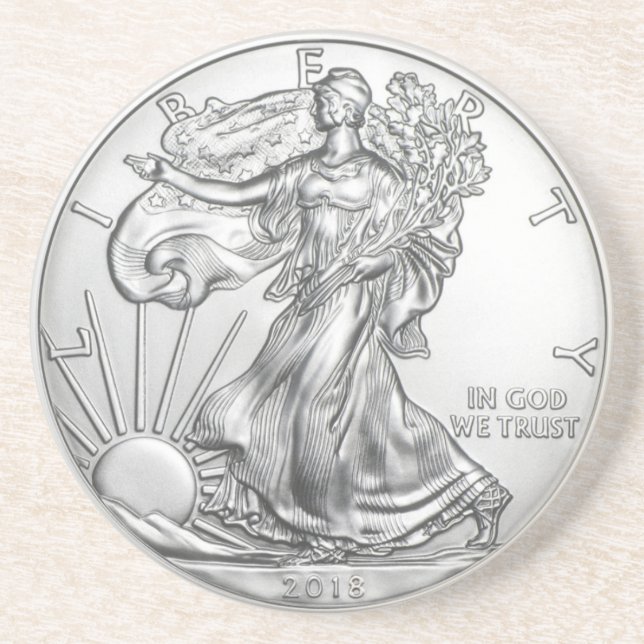 SILVER LIBERTY COIN COASTER (Front)