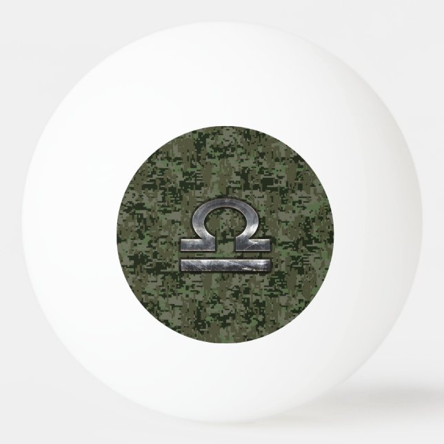 Silver Libra Zodiac Green Digital Camo Ping Pong Ball (Front)