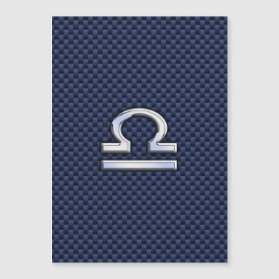 Silver Libra Zodiac Symbol Navy Blue Carbon Fibre