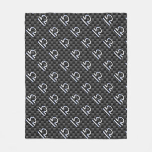 Silver Libra Zodiac Symbol on Carbon Fibre Print Fleece Blanket