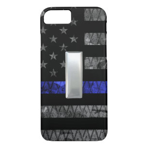 (Silver) Lieutenant Thin Blue Line Distressed Flag iPhone 8/7 Case