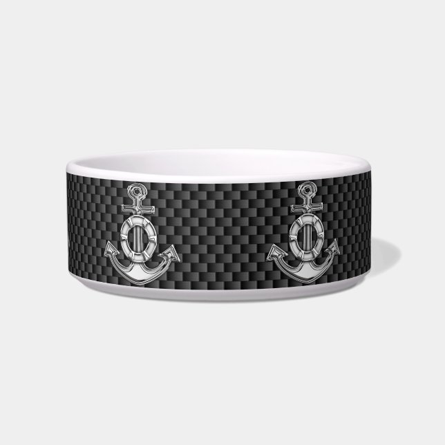 Silver Lifesaver Anchor on Black Carbon Fibre Bowl (Front)
