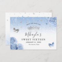 Silver Light Baby Blue Roses Elegant