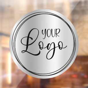 Silver Light Grey Gradient Circle Business Logo Window Cling
