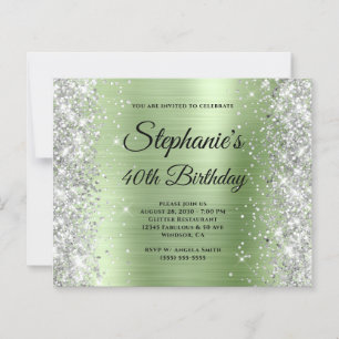 Silver Light Mint Glam Monogram 40th Birthday