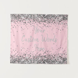 Silver Light Pink Birthday Party Photo Booth Prop Tapestry