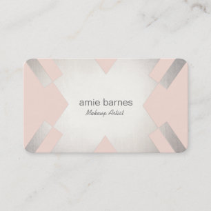 Silver & Light pink Cosmetology Hair and Makeup Business Card