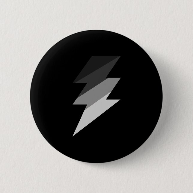 Silver Lightning Thunder Bolt 6 Cm Round Badge (Front)