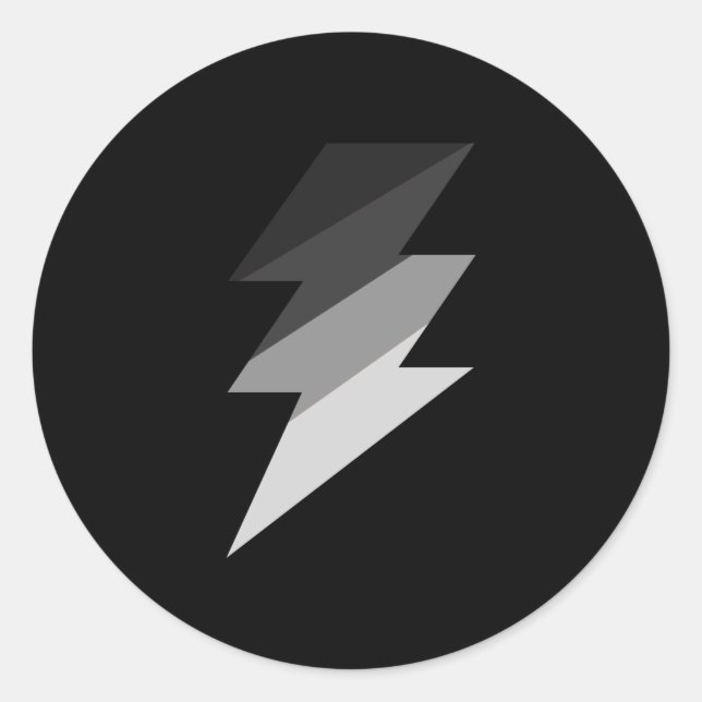 Silver Lightning Thunder Bolt Classic Round Sticker (Front)