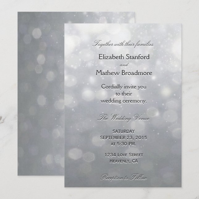 Silver Lights and Glitter Invitation (Front/Back)