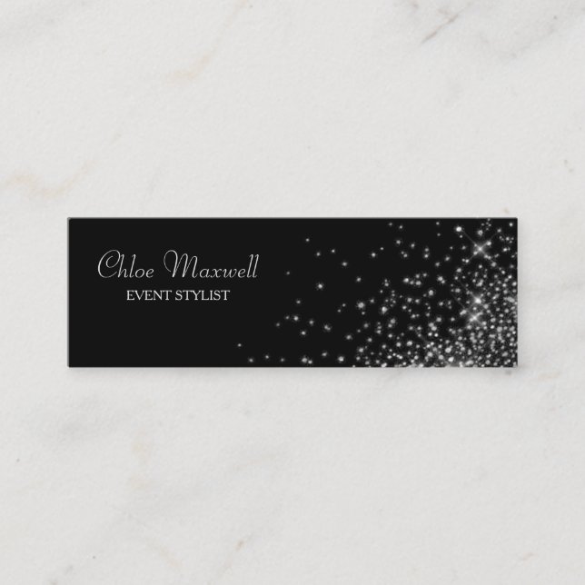 Silver Lights Minimalist Mini Business Card (Front)