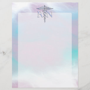 Silver Like RN Caduceus Medical Mother Pearl