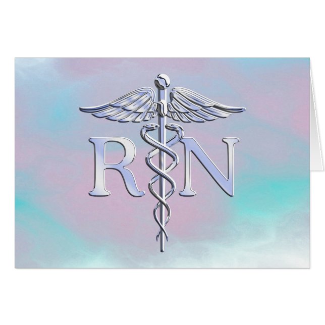 Silver Like RN Caduceus Medical Mother Pearl (Front Horizontal)