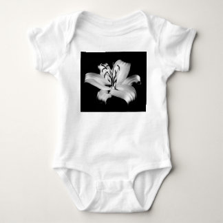 Silver Lily: Monochrome Floral Elegance. Baby Bodysuit