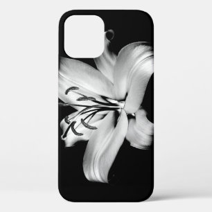 Silver Lily: Monochrome Floral Elegance. iPhone 12 Case