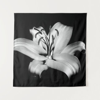 Silver Lily: Monochrome Floral Elegance. Tapestry