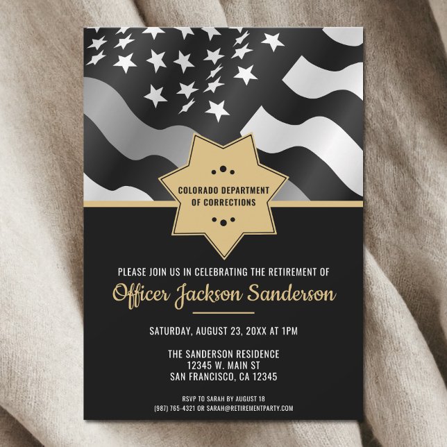 Silver Line Corrections Officer Retirement Party Invitation (Silver Line Corrections Officer Retirement Party Invitation)