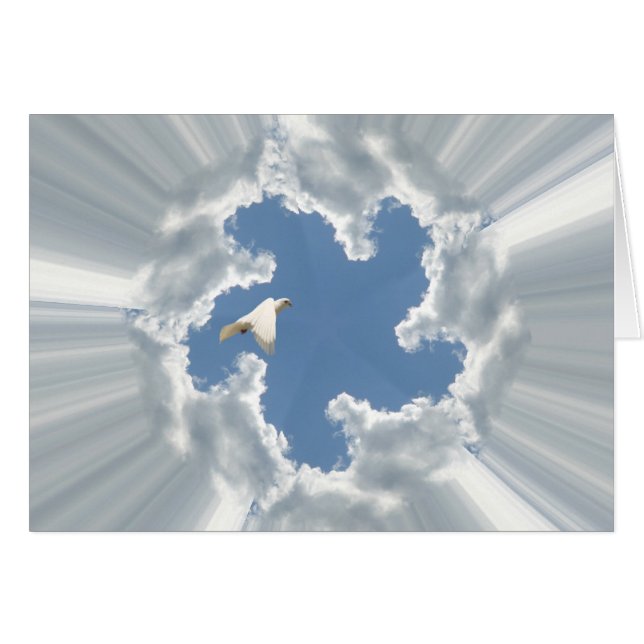 Silver lining cloud with flying dove (Front Horizontal)