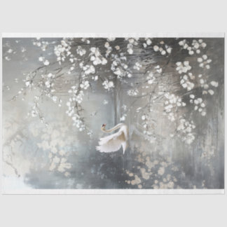 Silver Lining Ethereal Parisian Swan Scene Tissue Paper