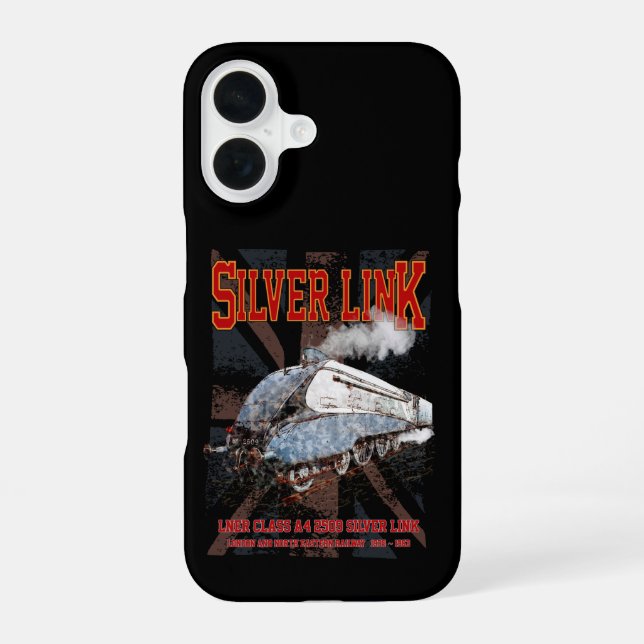 Silver Link LNER Class A4 2509 Locomotive UK flag iPhone 16 Case (Back)
