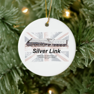 Silver Link LNER Class A4 Locomotive profile flag Ceramic Tree Decoration