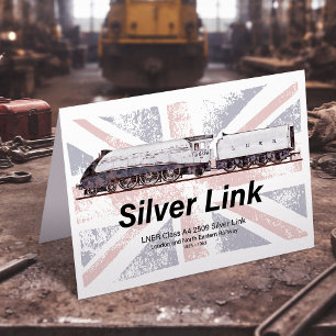 Silver Link LNER Class A4 Locomotive profile flag Thank You Card