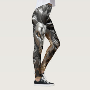 Silver Lions Head Design Leggings