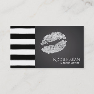 Silver Lips Glam Chic Beauty Salon Makeup Business Card