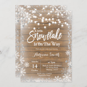 Silver little snowflake is on the way baby shower invitation