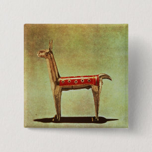 Silver Llama Figurine, from Peru, after 1438 15 Cm Square Badge