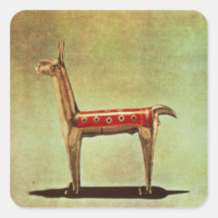 Silver Llama Figurine, from Peru, after 1438 Square Sticker