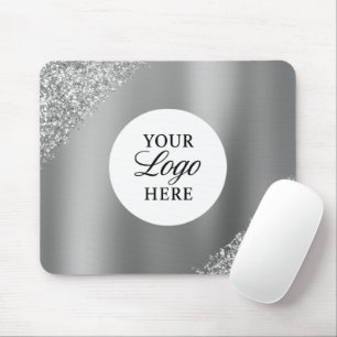 Silver Logo Business Professional Sparkle Glitter Mouse Mat