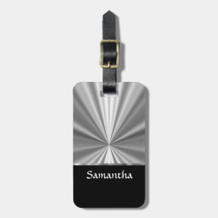silver look and black luggage tag