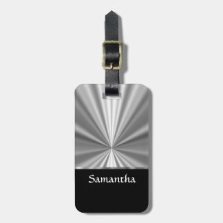 silver look and black luggage tag