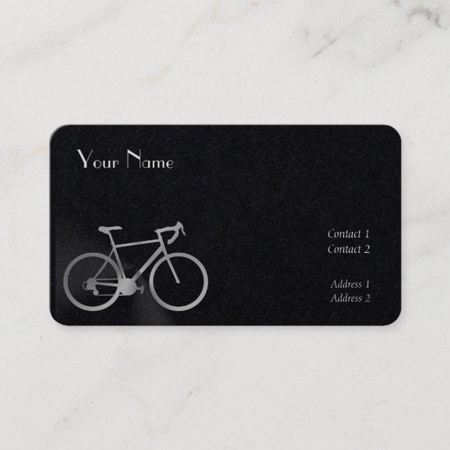 Silver  look bike  in black business card (Front)