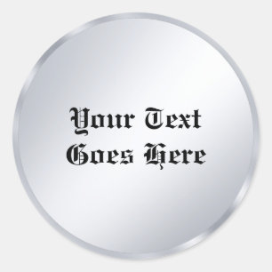 Silver Look Classic Old Style Text Calligraphy Round Sticker