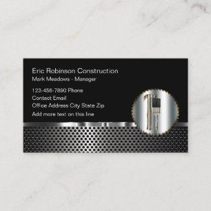 Silver Look Construction Glossy Construction Business Card