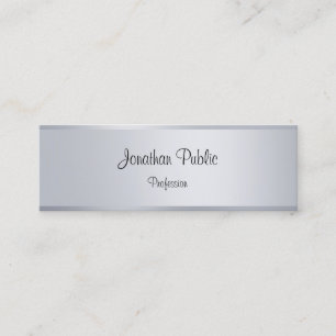 Silver Look Elegant Handwritten Script Template Mini Business Card