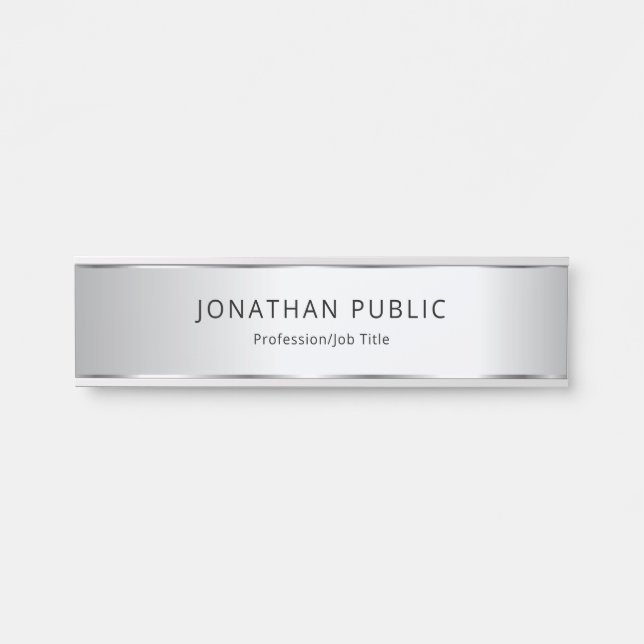 Silver Look Elegant Modern Glamour Template Door Sign (Front)