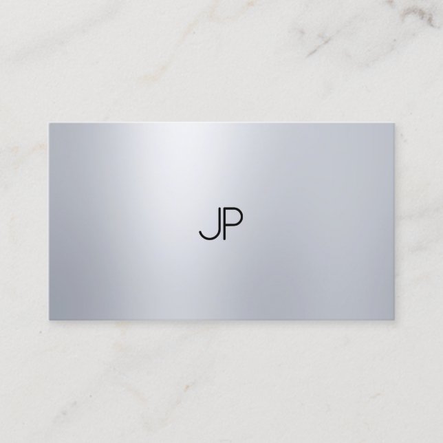 Silver Look Elegant Modern Monogram Professional Business Card (Front)