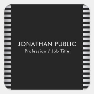 Silver Look Elegant Modern Template Custom Square Sticker