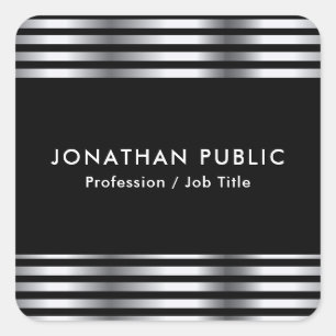 Silver Look Elegant Template Customisable Square Sticker