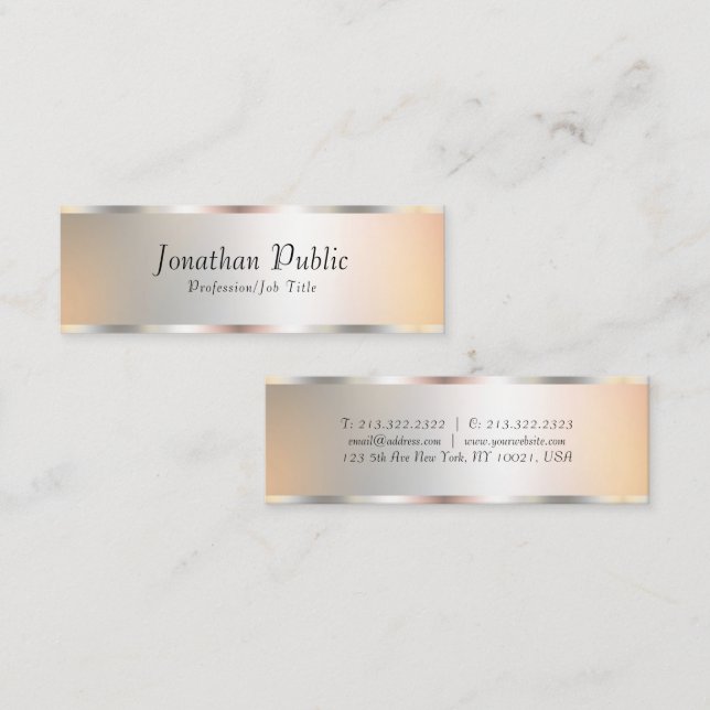 Silver Look Elegant Template Modern Typography Mini Business Card (Front/Back)