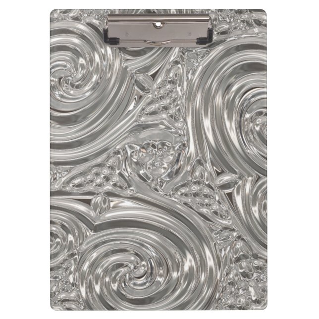 Silver look elegant victorian art nouveau grey clipboard (Front)